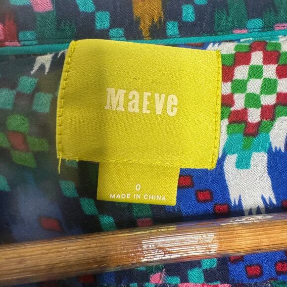 Maeve Anthropologie Shirt Womens 0 Multicolor Aztec Drop Waist Western Tunic - Picture 4 of 10